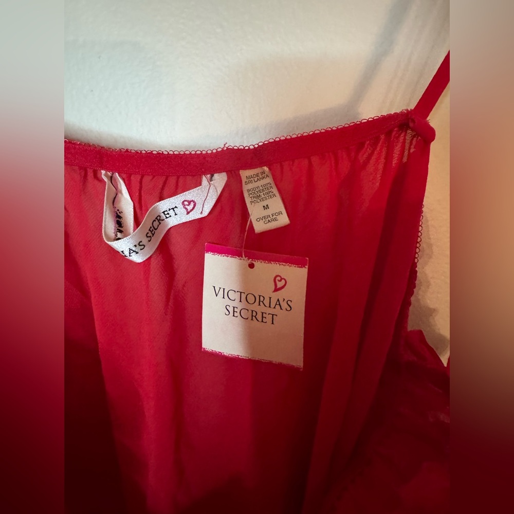 NWT Vintage Victoria’s Secret red ruffle sheer lingerie dress - Picture 6 of 8